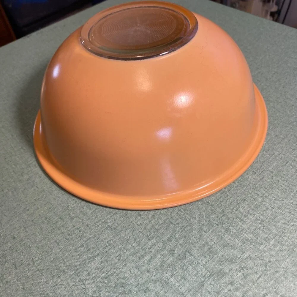 Ten Inch Glass Pyrex Peach Big Mixing Bowl